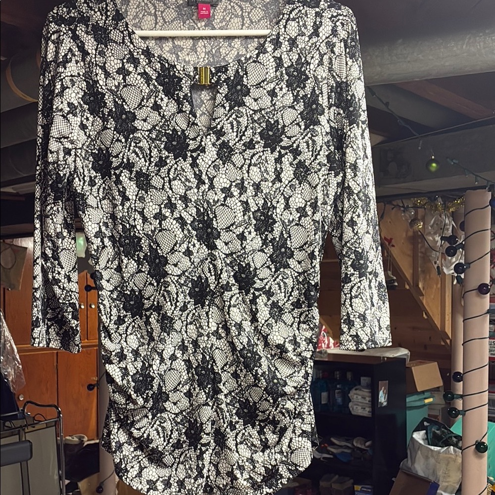 Elegant Black and White Lace Dress